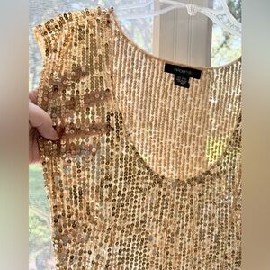 Gold Sequins Sheer Tank Top